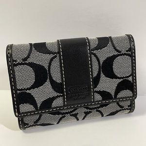 Coach Signature Mini Snap Wallet Black NWT
